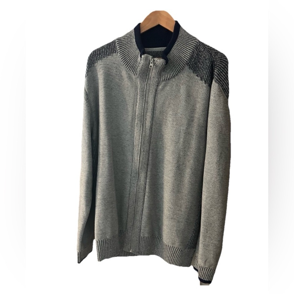 Carbon 2 Cobalt Jacket Men XL Gray Blue Skyline  Full Zip Heavy Knit Cardigan